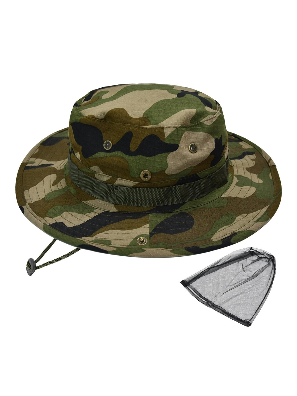 Sun Hats for Men Women Bucket Hat UPF 50+ | With Net-1Pack-Jungle Camo | Size OS